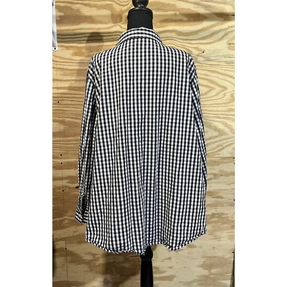 Woman Within Button Up Shirt Sz 2X Gingham Black White Cottagecore Mature - Picture 2 of 13